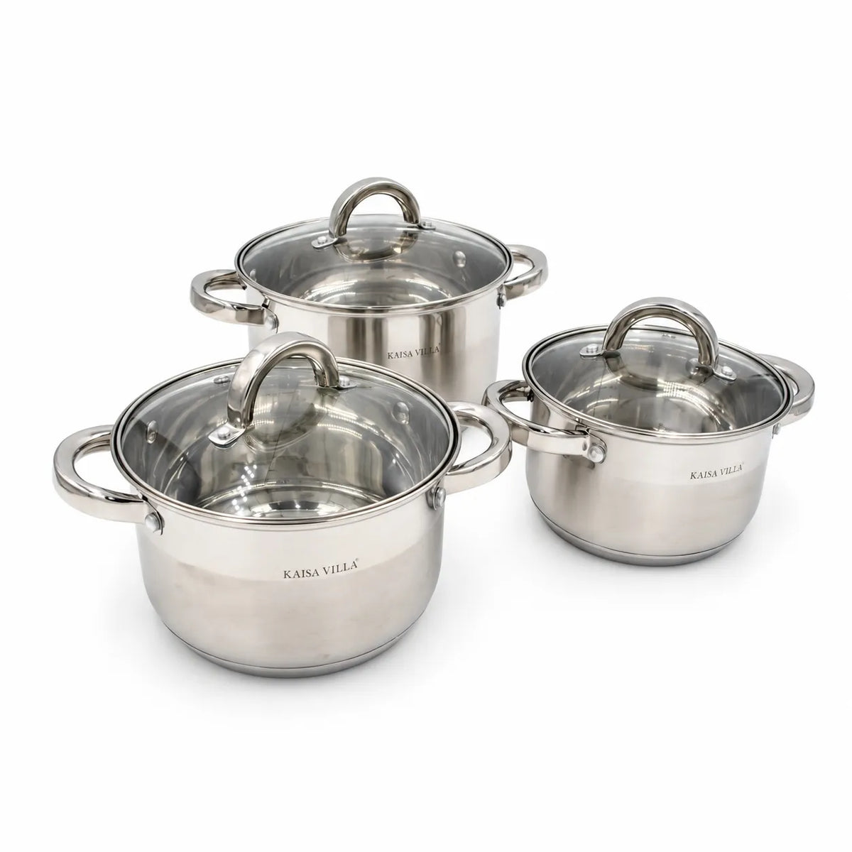 3 puodų rinkinys su dangčiais TR2295