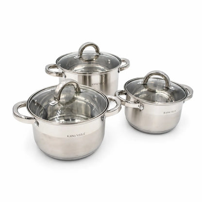 3 puodų rinkinys su dangčiais TR2295