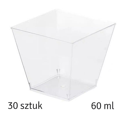 30 permatomų puodelių rinkinys