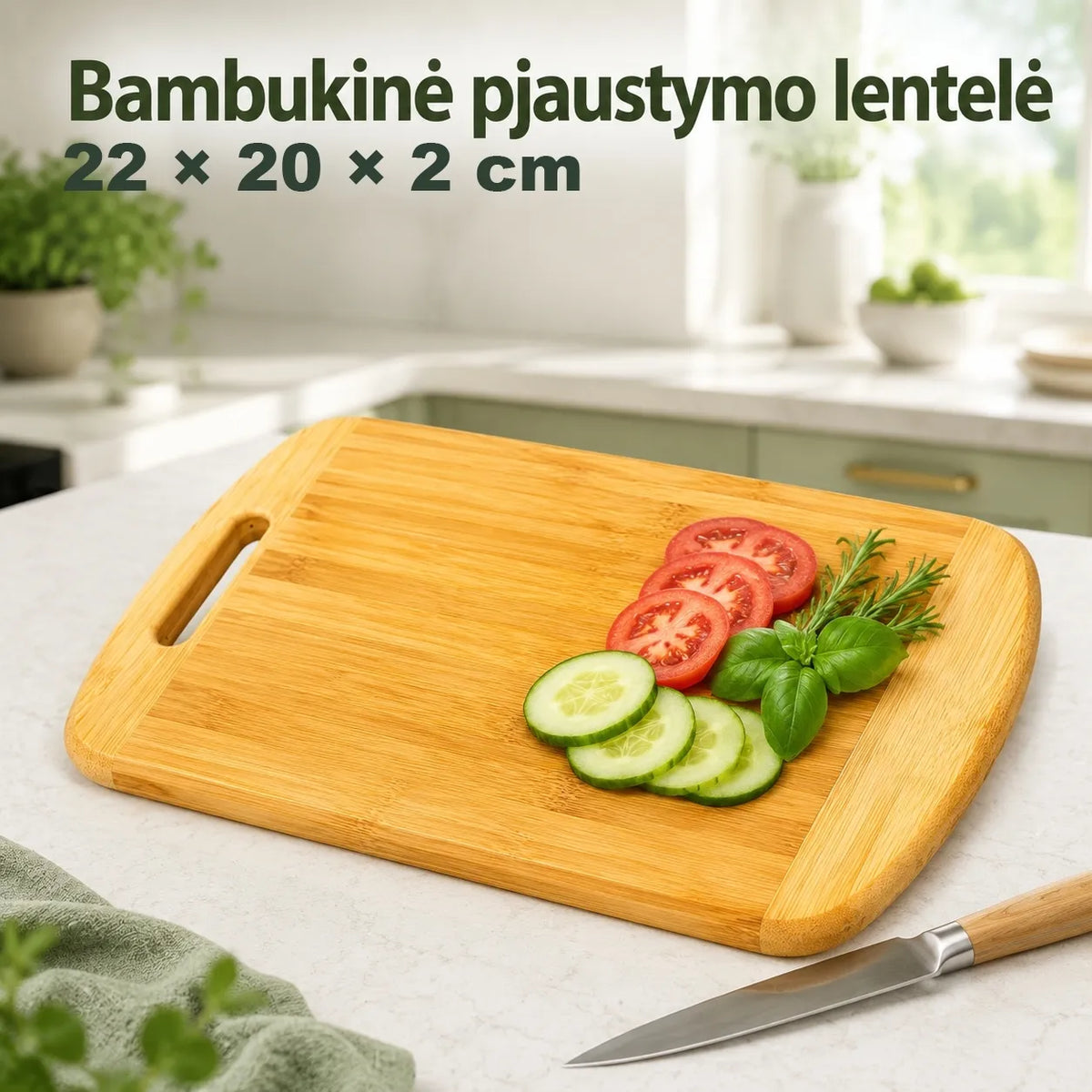 Bambukinė pjaustymo lentelė 22 × 20 × 2 cm