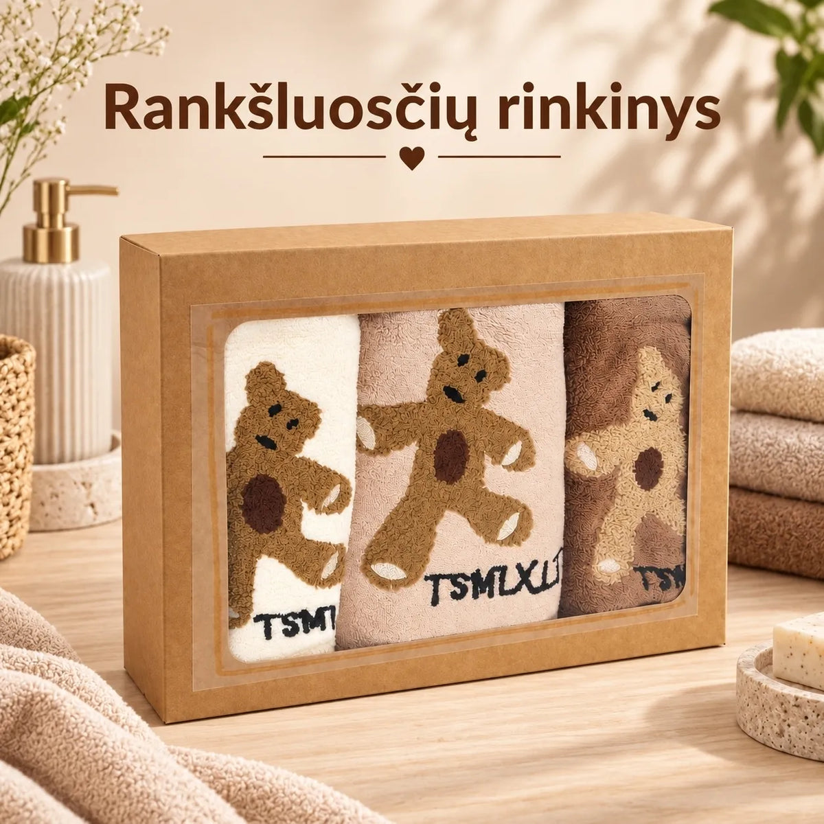 3 vaikiškų rankšluostukų rinkinys