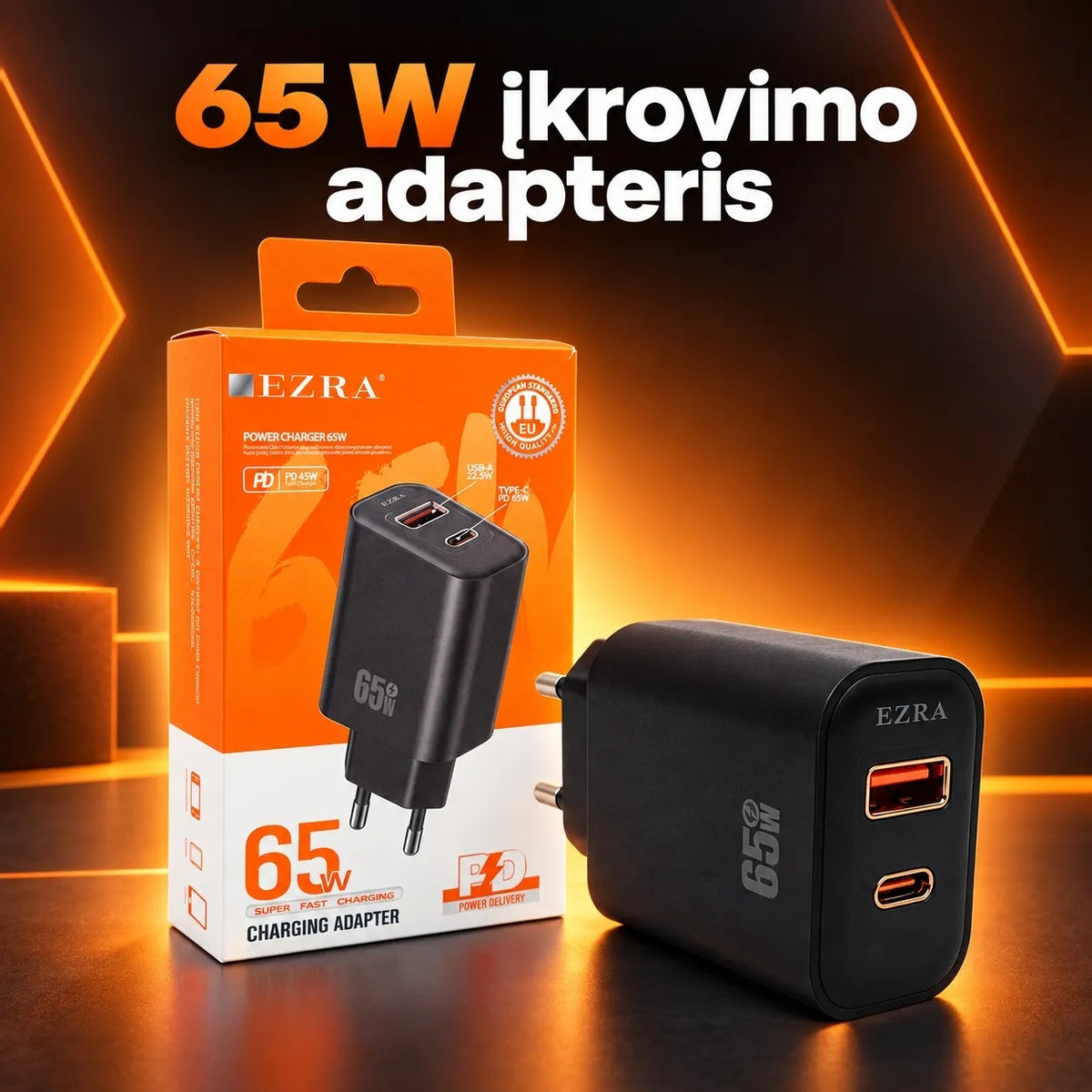 Greitojo įkrovimo adapteris EZRA HC256 65 W
