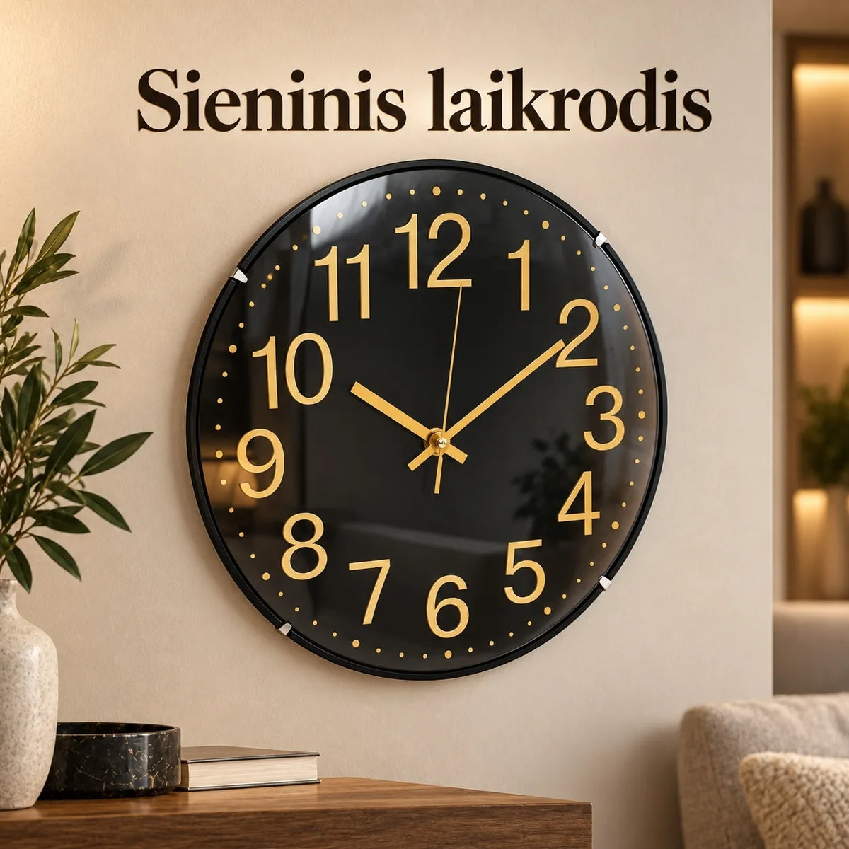 Sieninis laikrodis juodu ciferblatu TR2250G