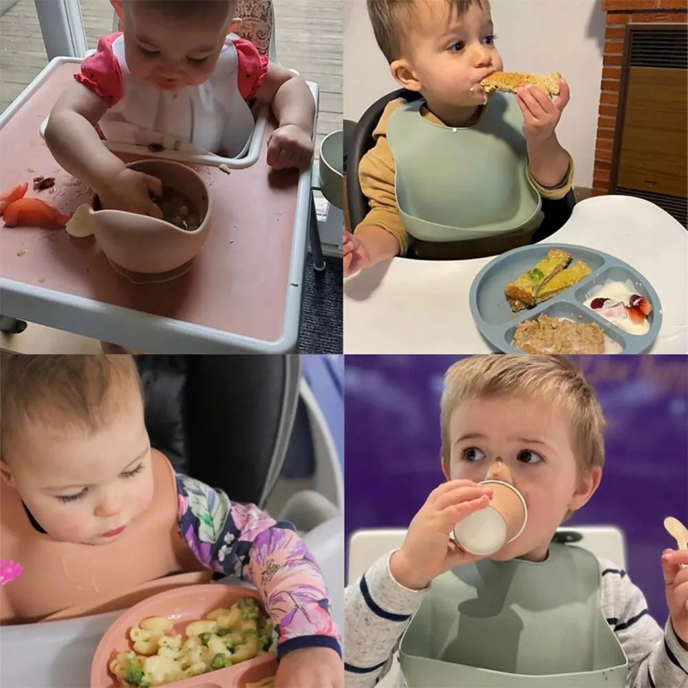 Silikoninis valgymo rinkinys vaikams - Violetinė