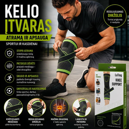 Kelio įtvaras su reguliuojamu dirželiu