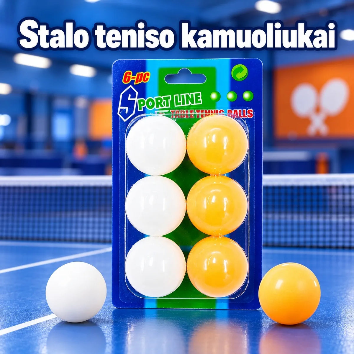 Stalo teniso kamuoliukai, 6 vnt.