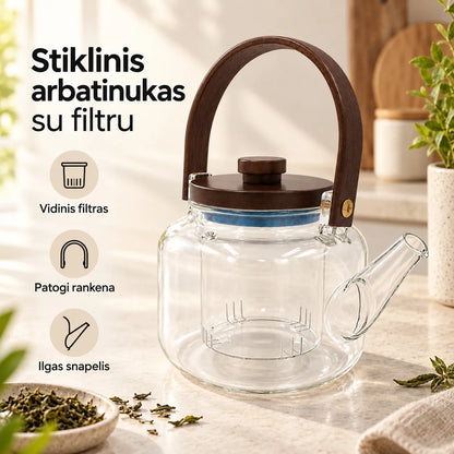 Stiklinis arbatinukas su dangteliu 1000 ml