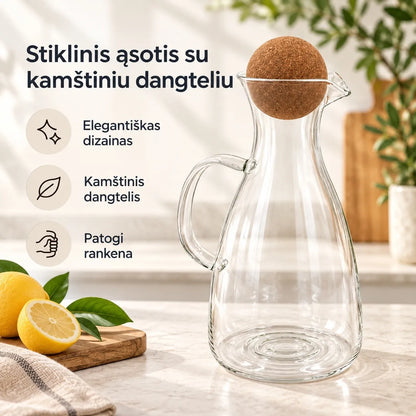 Stiklinis ąsotis su kamštiniu dangteliu 1600 ml