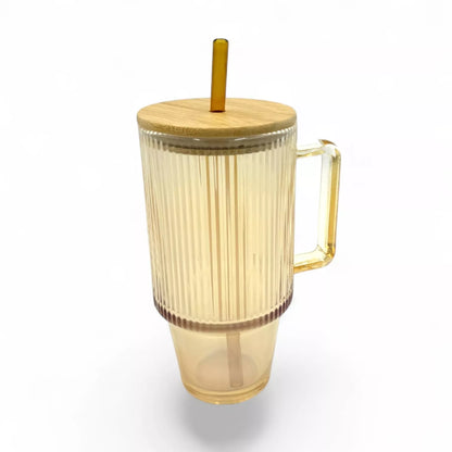 Stiklinis puodelis su šiaudeliu "BAMBOO"