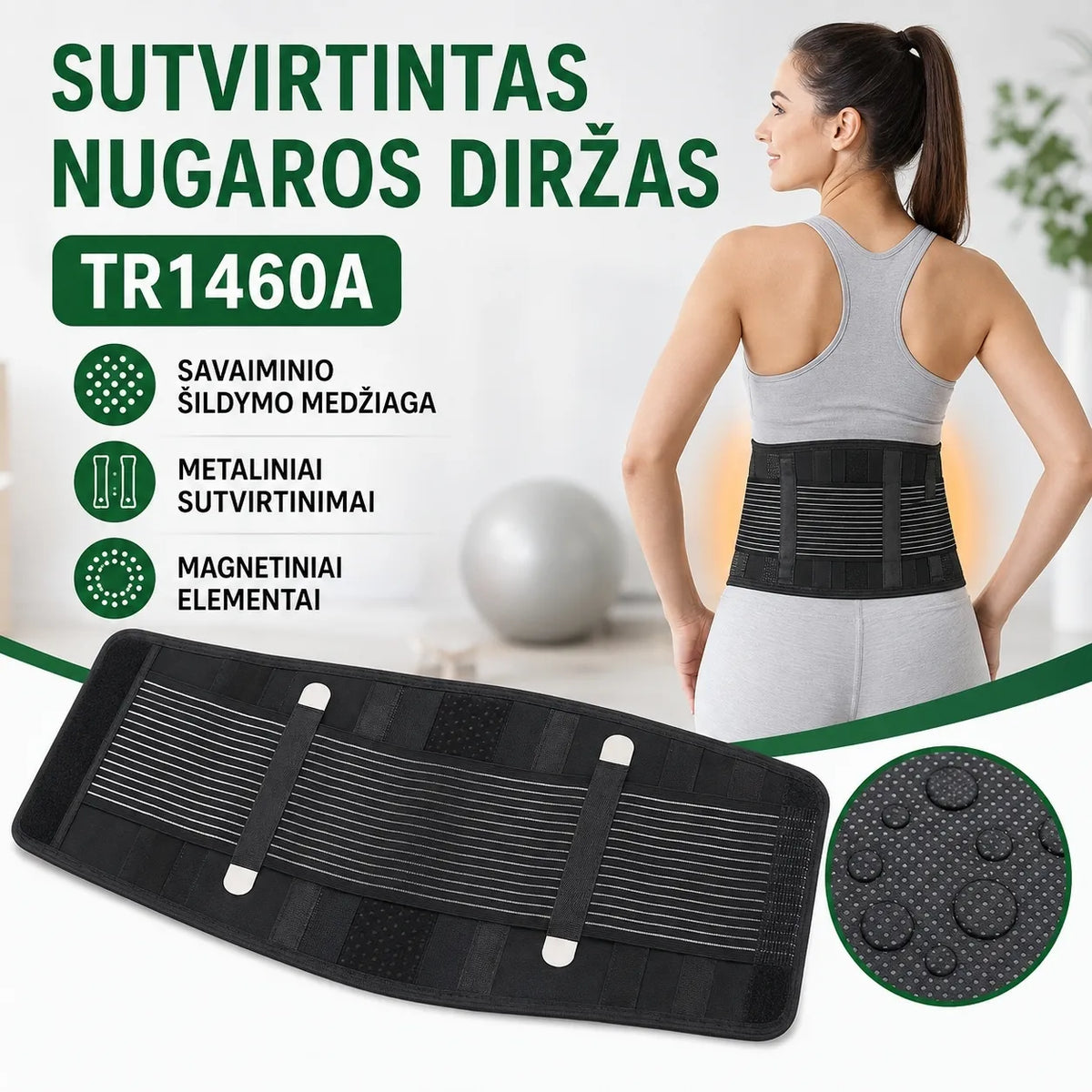 Sutvirtintas nugaros diržas - M